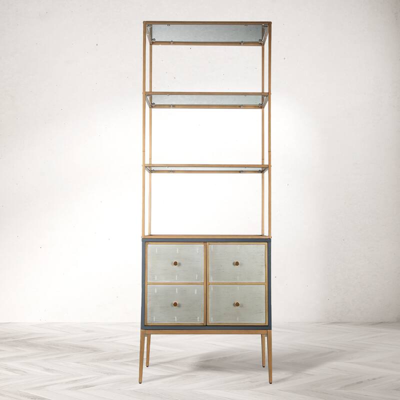 Delcey Mid-century Modern Bookshelves 2-door Display Cabinet with Bookcase Glass Kitchen Hutch Bedroom