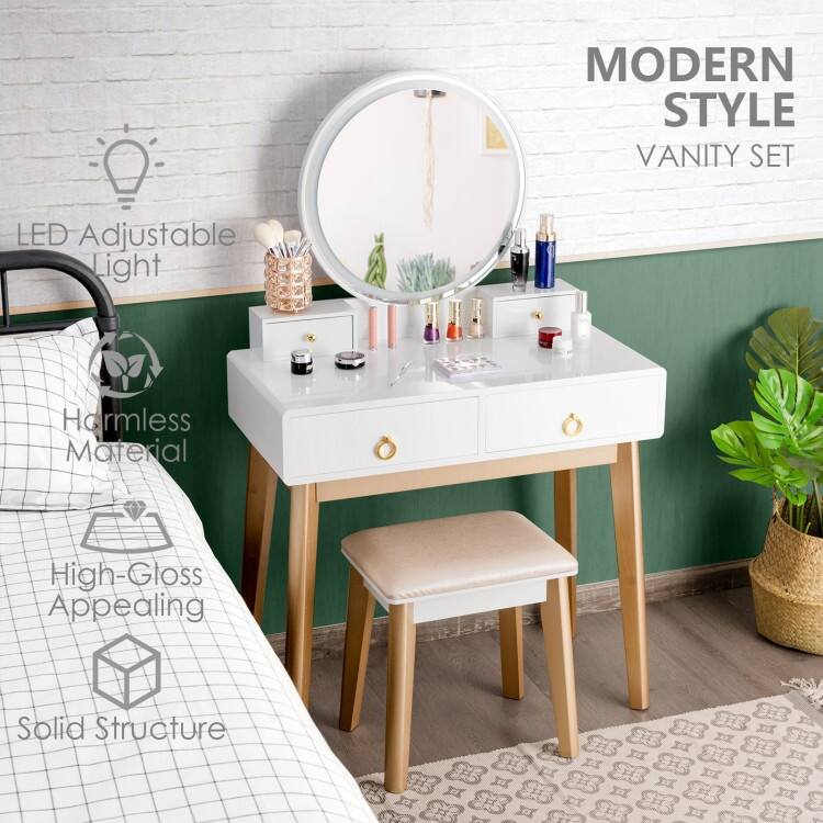 Set 3 Makeup Vanity Table Color Lighting Jewelry Divider Dressing Table - 52.5" x 31.5" x 16" (L x W x H)
