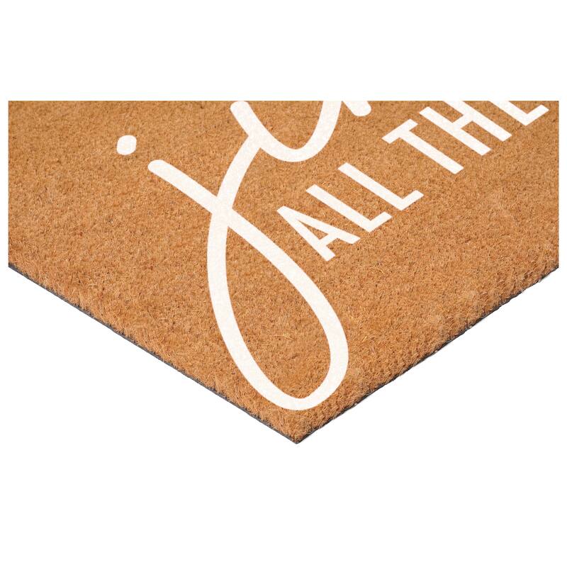 HomeRoots 17" X 29" Brown And White Christmas Outdoor Coir Door Mat - 17.00' X '29.00