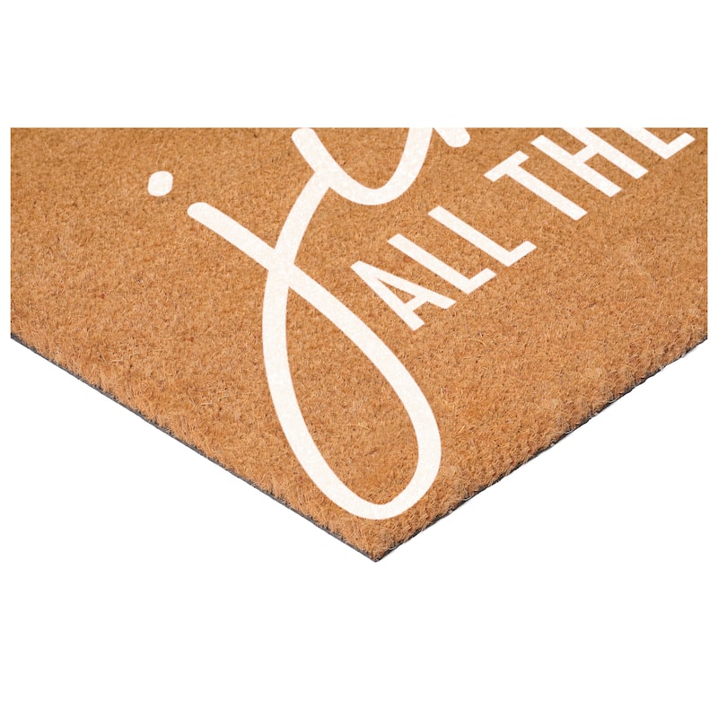 HomeRoots 24" X 36" Brown And White Christmas Outdoor Coir Door Mat - 24.00' X '36.00