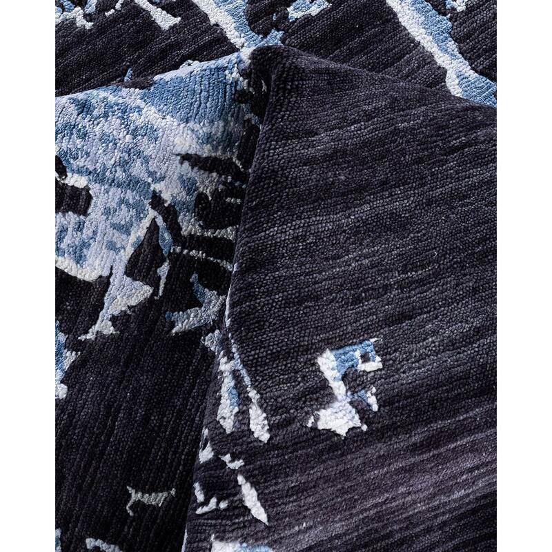 Modern One-of-a-Kind Hand-Knotted Area Rug - Black, 8' 2" x 10' 1" - 8' 2" x 10' 1"