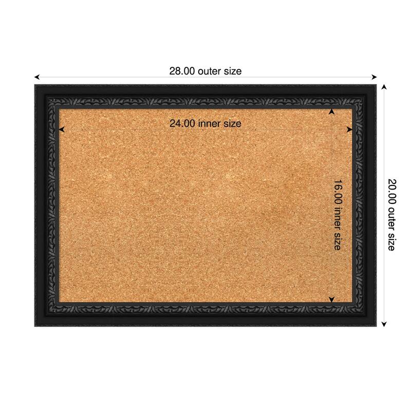 Downton Black Wood Framed Cork Board - Bulletin Board, Organization Board, Pin Board - Natural - 28 x 20 in