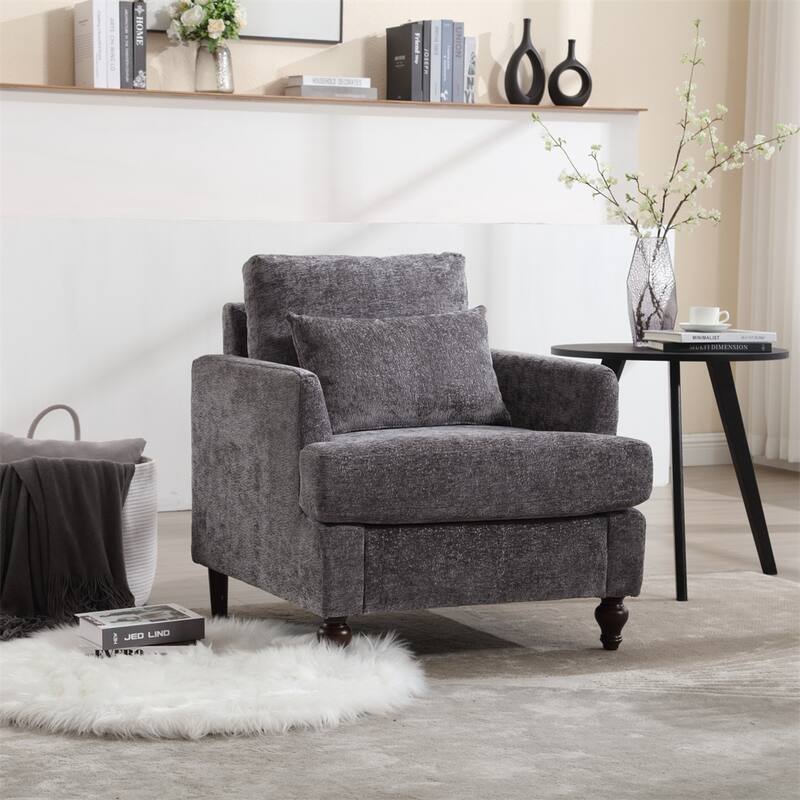 Modern Wood Frame Lounge Chair for Living Room