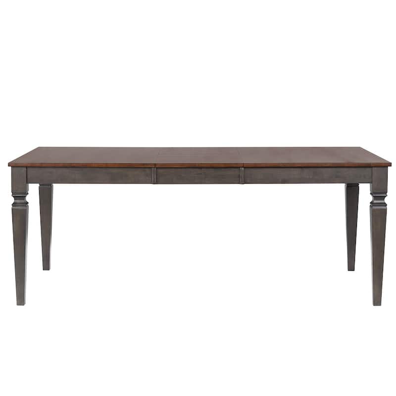 Expanding Dining Table Set - 6 Chairs, Storage Sideboard, Seats 6-8, Distressed Brown & Gray Wood