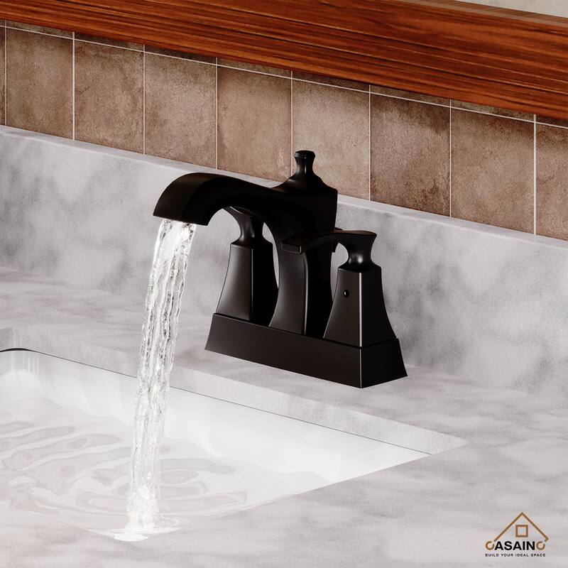 4 in. Center Set Double Handle High Arc Bathroom Faucet - Black