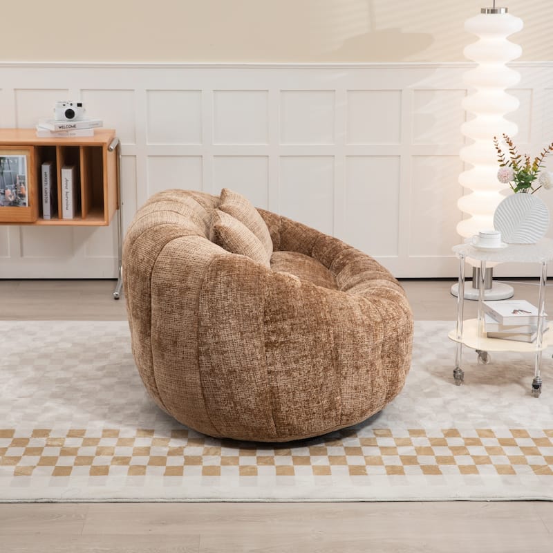 Modern Chenille 2-Seater Bean Bag Chair with 2 Pillows