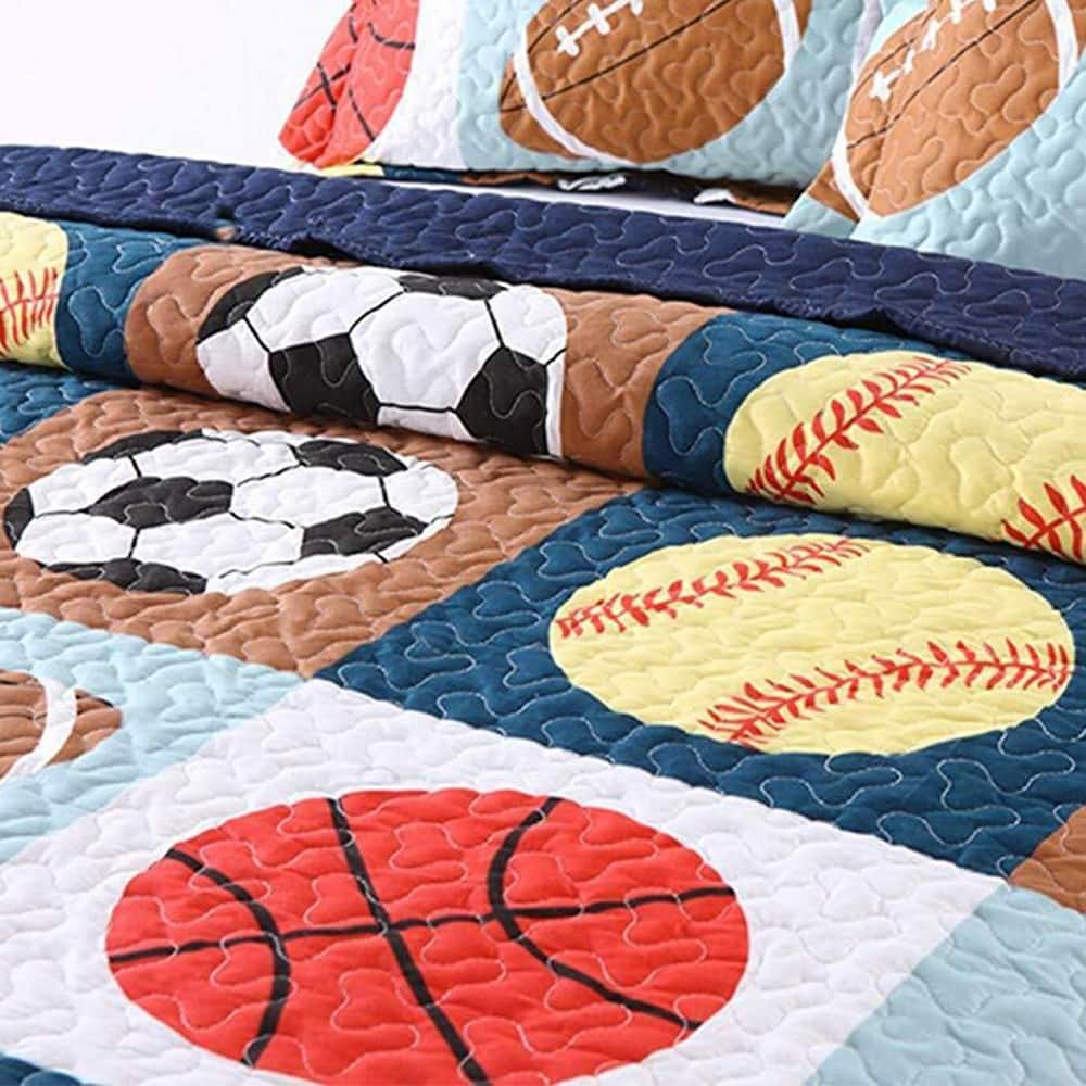 2pcs Kids Quilt Bedspread Comforter Set Throw Blanket Boys Girls Full