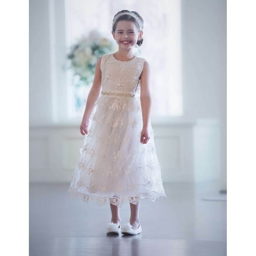 Shop Think Pink Bows Girls Off White Embroidered Sunday Rose
