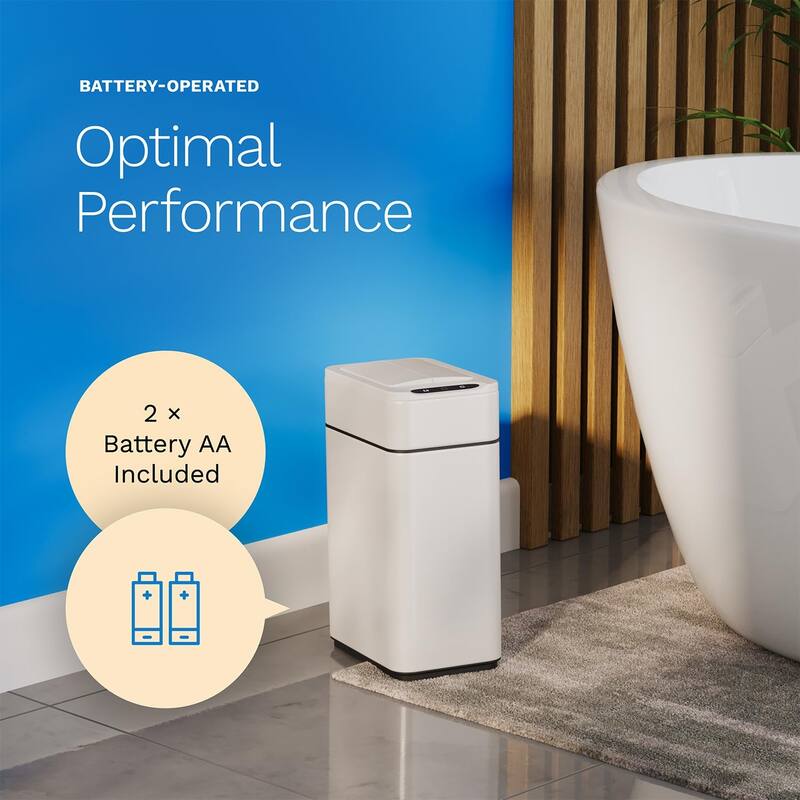hOmeLabs 2.4 Gallon Kitchen Trash Can - Retractable Automatic Sensor Butterfly Lid, Easy Clean, Battery-Operated - Creamy White