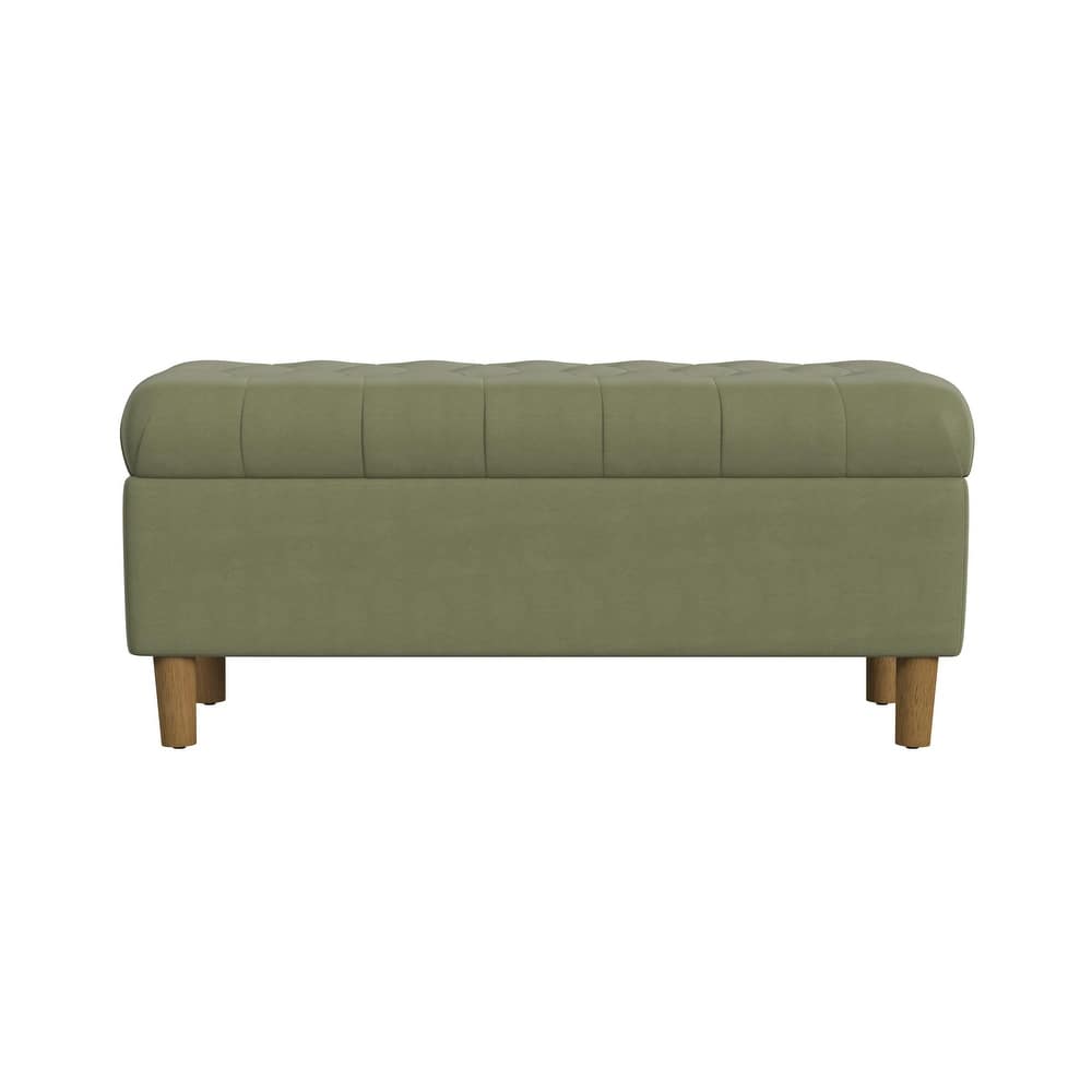 HomePop Button Tufted Top Storage Bench with Wood Legs