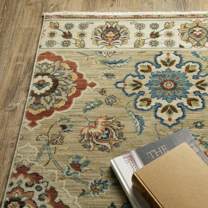 Style Haven Federica Bohemian Panel Tan/Multi Fringe Edge Area Rug