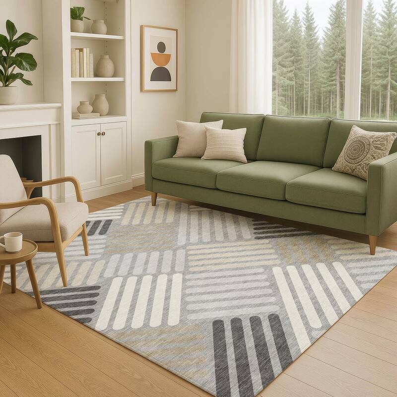 Machine Washable Indoor/ Outdoor Modern Weave Chantille Rug