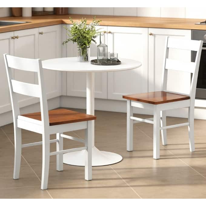 GDFStudio Outdoor Aurelia Rubberwood Dining Chairs with Open Back Set of 2