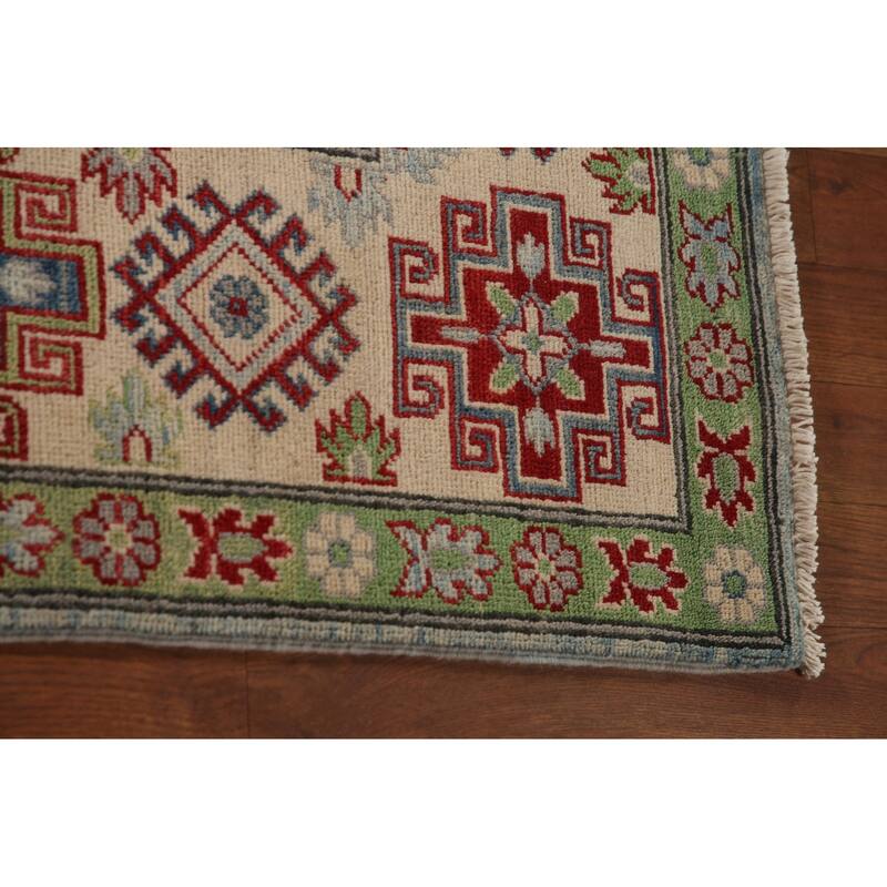 Light Blue Traditional Kazak Area Rug Hand-Knotted Wool Carpet - 6'9" x 9'4"