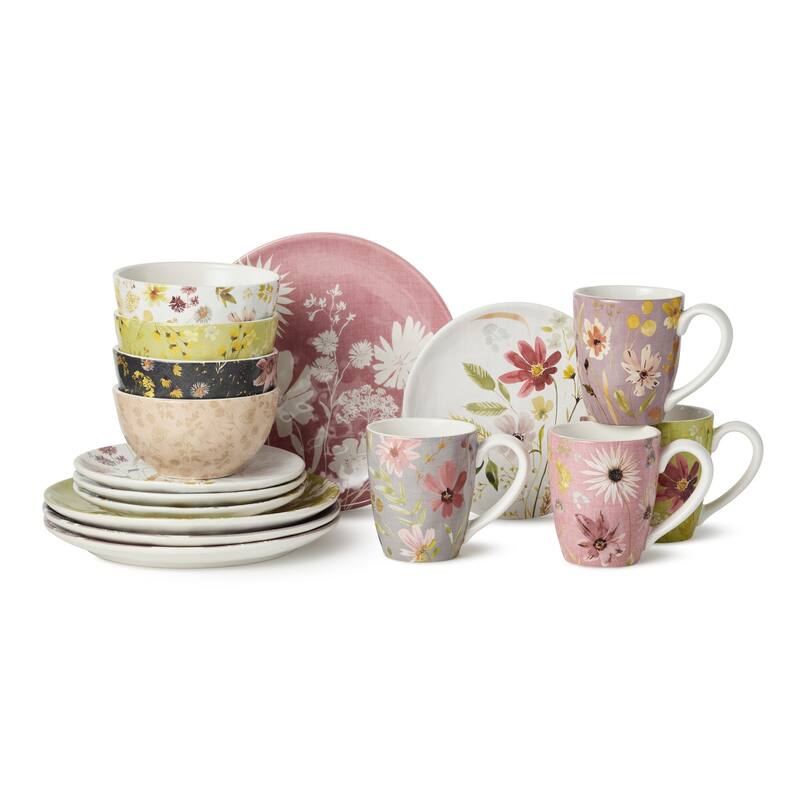 Certified International Wildflowers 16 Piece Dinnerware Set, Service for 4 - 10.50"L x 10.50"W x 1.00"H