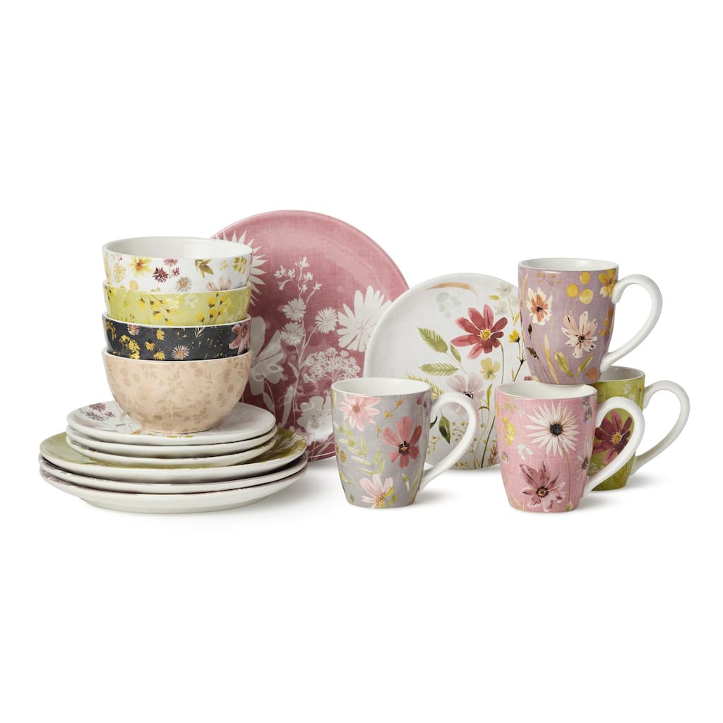 Certified International Wildflowers 16 Piece Dinnerware Set, Service for 4 - 10.50"L x 10.50"W x 1.00"H