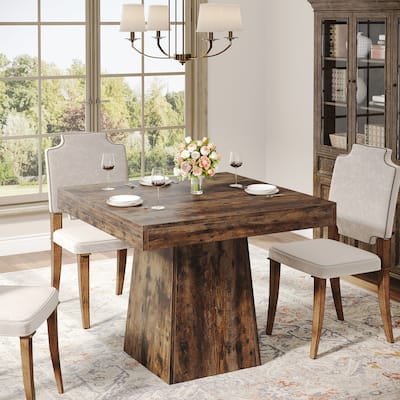 Square Dining Table for 4, 31.5-Inch Kitchen Table with Pedestal Base - 31.5"D x 31.5"W x 29.53"H