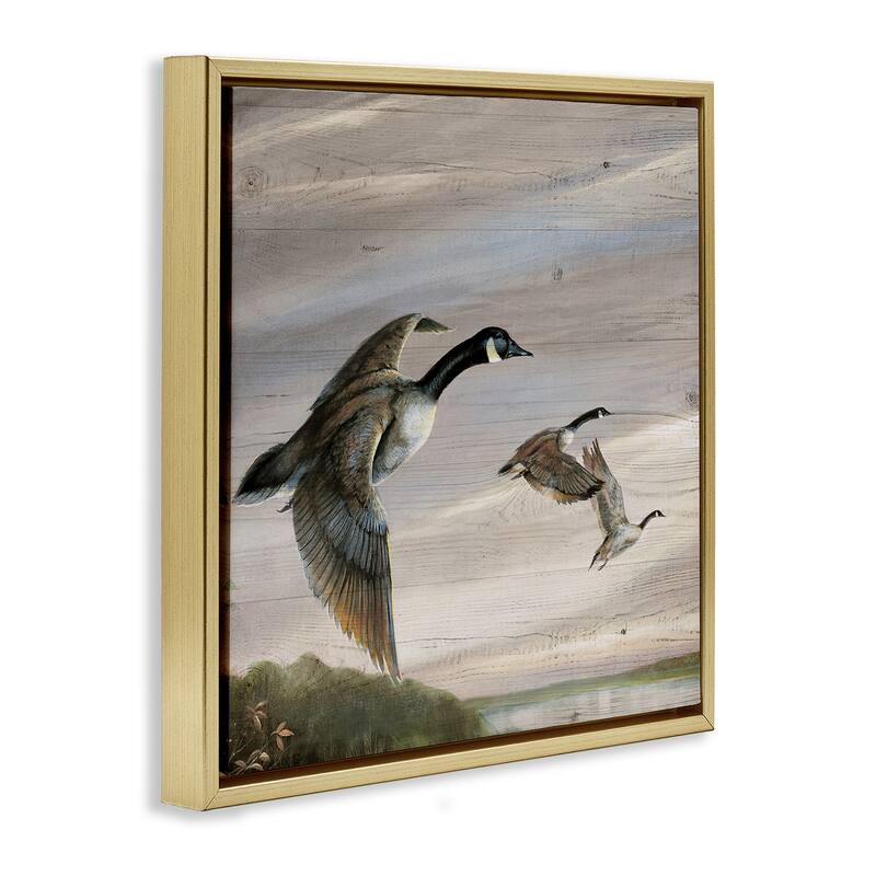 Stupell Flying Geese over Rustic Framed Floater Canvas Wall Art Design By Ruane Manning
