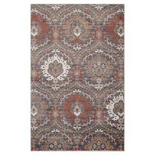 HomeRoots 7' X 9' Rust Floral Area Rug - 7' x 7' Round - Bed Bath ...