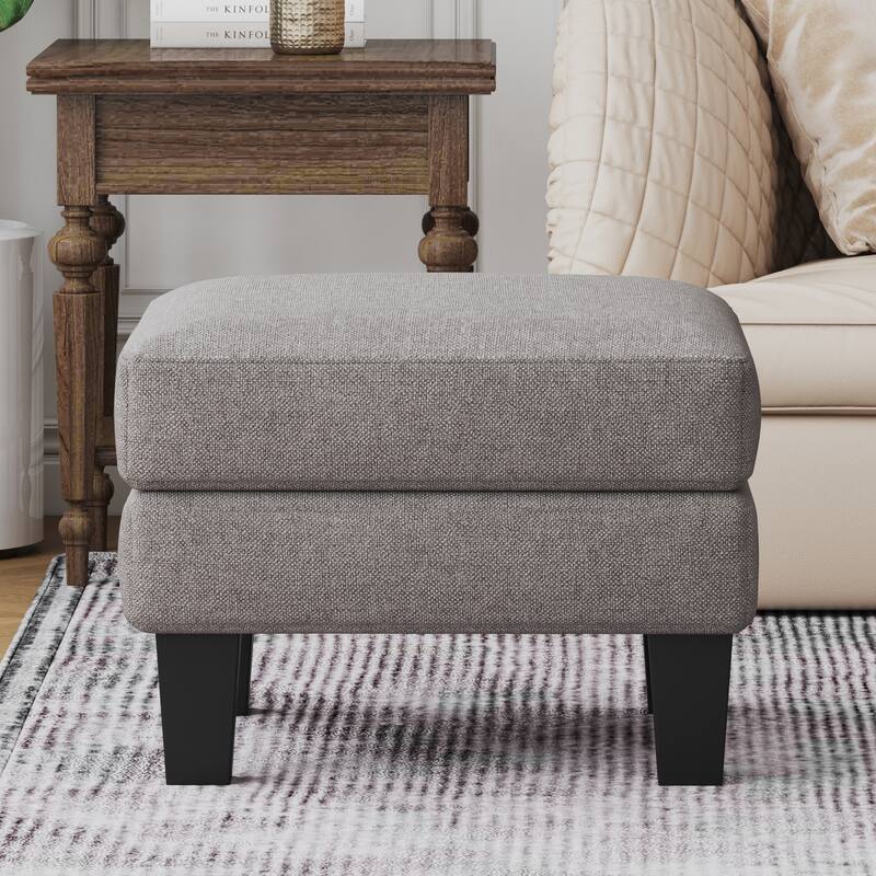Fabric Ottoman for Living Room Bedroom - LIGHT GREY