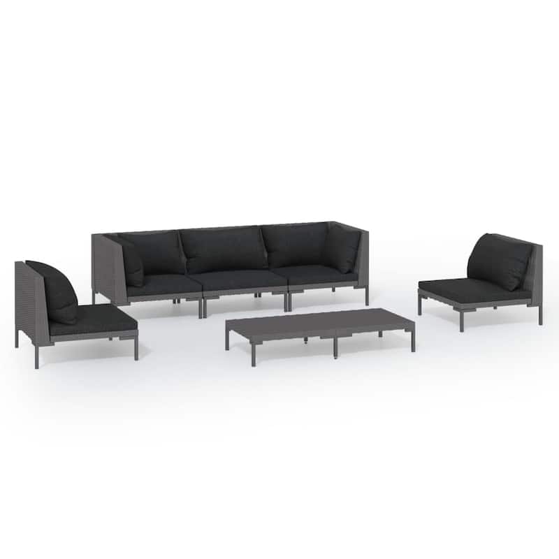 vidaXL Patio Lounge Set Outdoor Sectional Sofa Set Table Poly Rattan Dark Grey - 27.6" x 27.6" x 24"