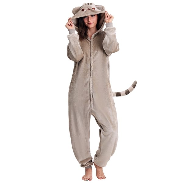 Pusheen Kigurumi Hooded One Piece Zip-up Costume, One Size Bed