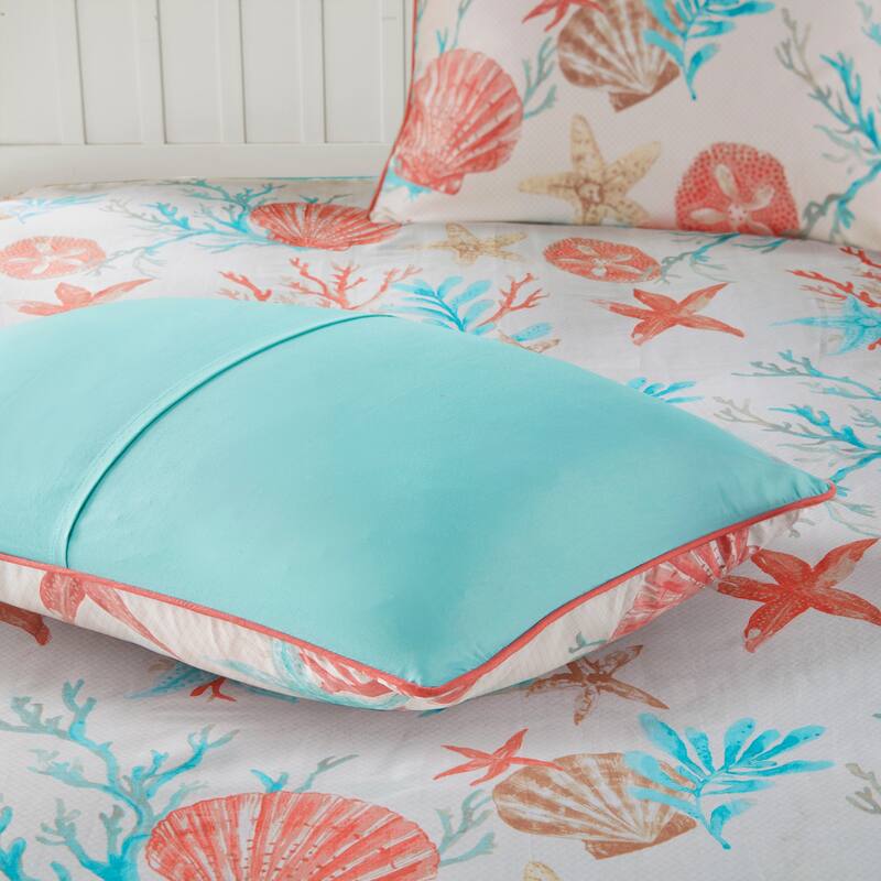 GDF Studio - Pebble Beach Cotton Sateen Duvet Cover Set with Decorative Pillows