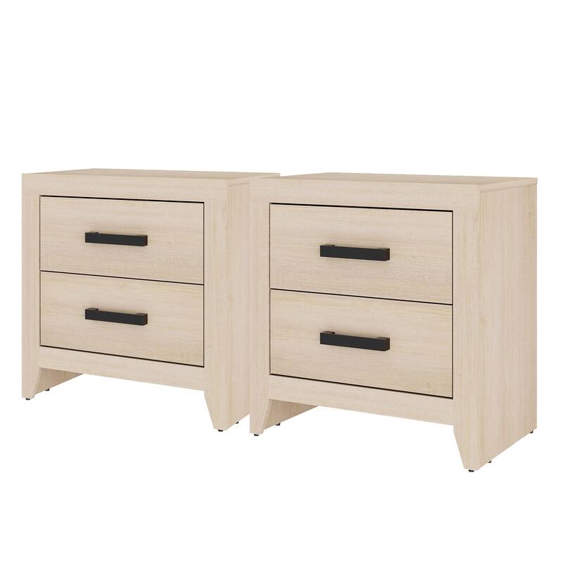 WAMPAT Farmhouse End Table with 2 Storage Drawers - Rustic Brown Accent Table for Bedroom & Living Room