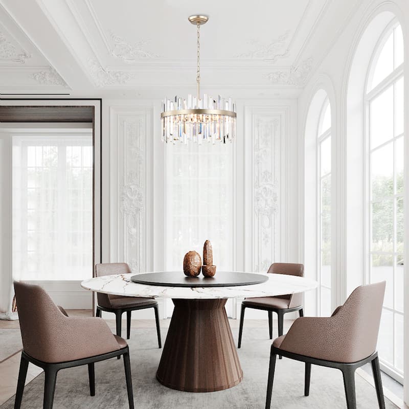 Casandra Brushed Champagne Silver 5-light Drum Crystal Chandelier