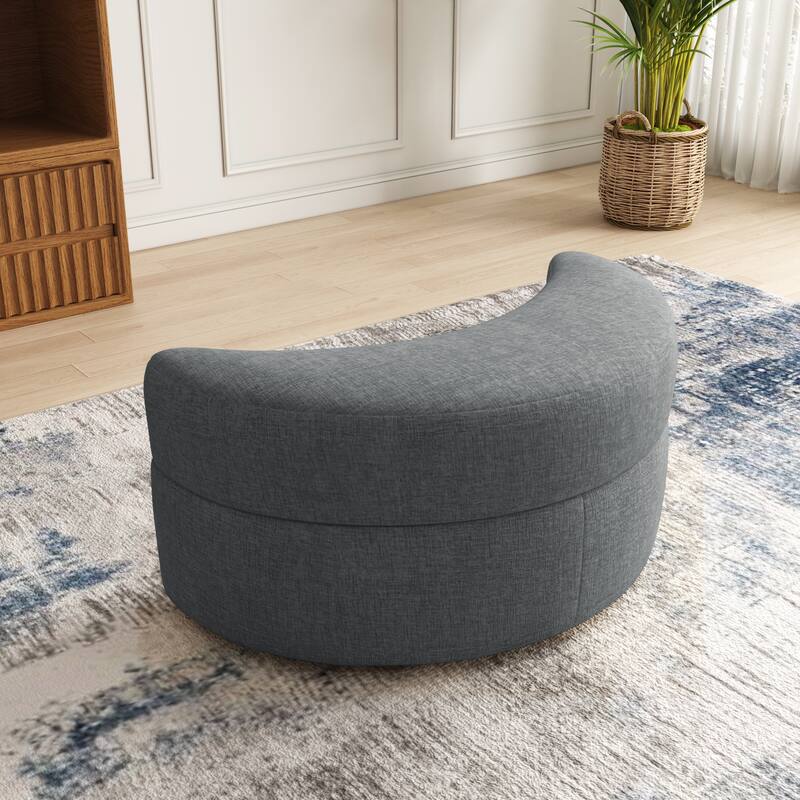 Moon Crescent Storage Upholstered Ottoman