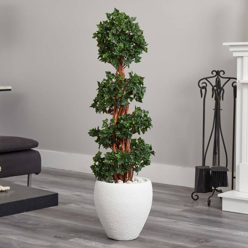 Artificial Topiary Tree with Planter - 4ft Indoor Outdoor Decorative Plant - Green - 41-50 Inches