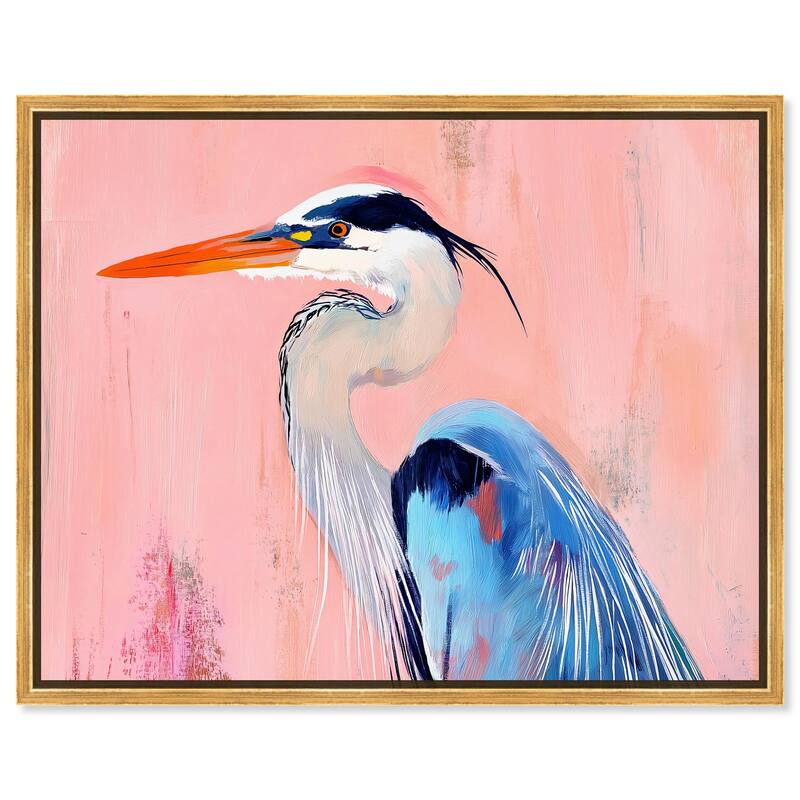 Rosy Dawn Heron Canvas by Art Remedy - Gold - 24" x 20"