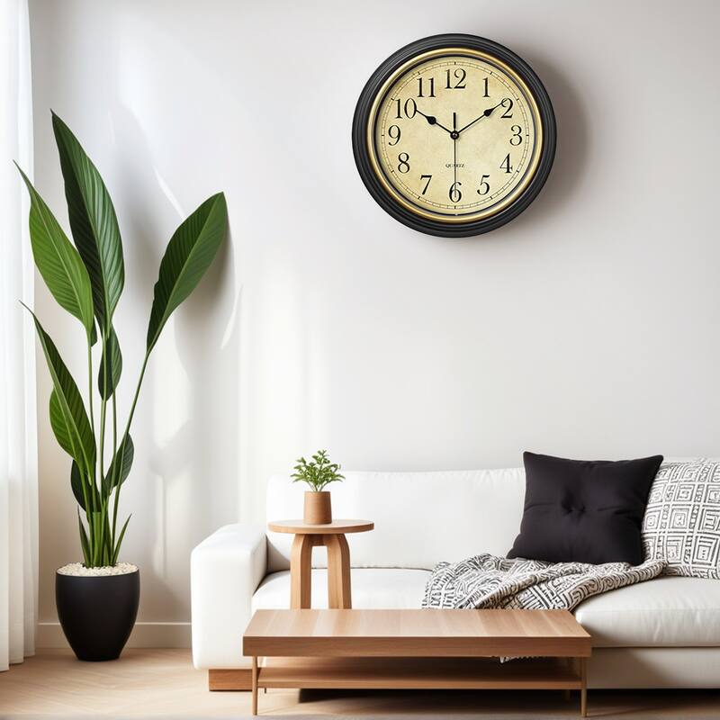 Wall Clocks, Battery Operated Silent Non-Ticking Wall Clock Rustic Style Decorative for Kitchen Living Room Home Office 12 Inch