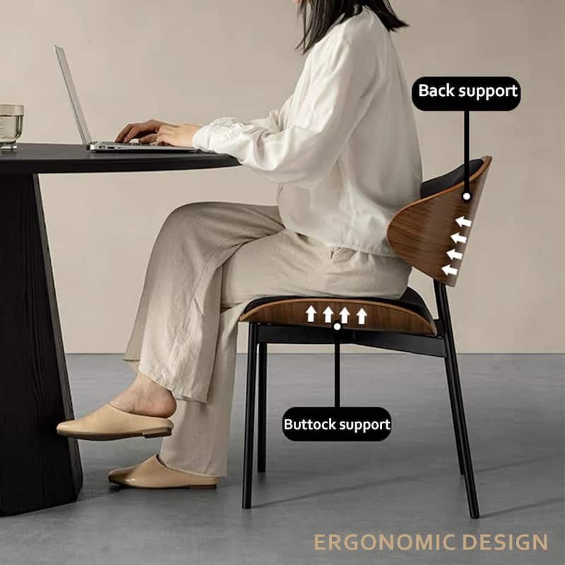 Modern Brown Not Assembled Need Dining Chairs ,curved Back Leather Kitchen Chairs for Dining Room