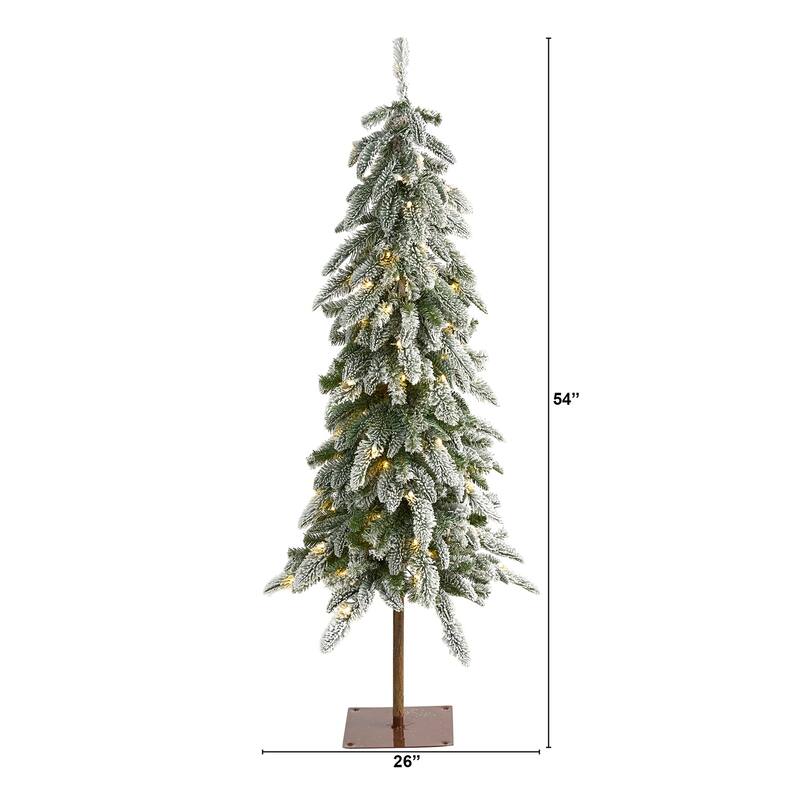 Alpine Christmas Tree 4.5ft Pre-Lit Xmas Tree with Warm White Lights & Bendable Branches - Green - 54