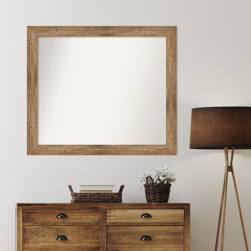 Owl Brown Framed Non-Beveled Custom Wall Mirror, Bathroom Vanity Mirror
