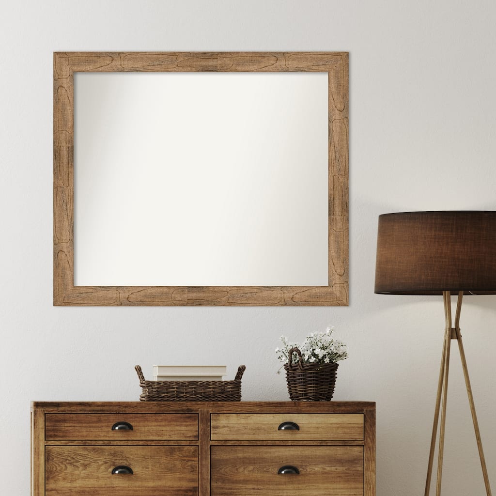 Owl Brown Framed Non-Beveled Custom Wall Mirror, Bathroom Vanity Mirror