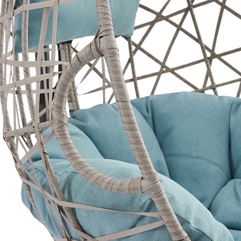 Swing Egg Chair with Stand and Cushion for Indoor Outdoor Use