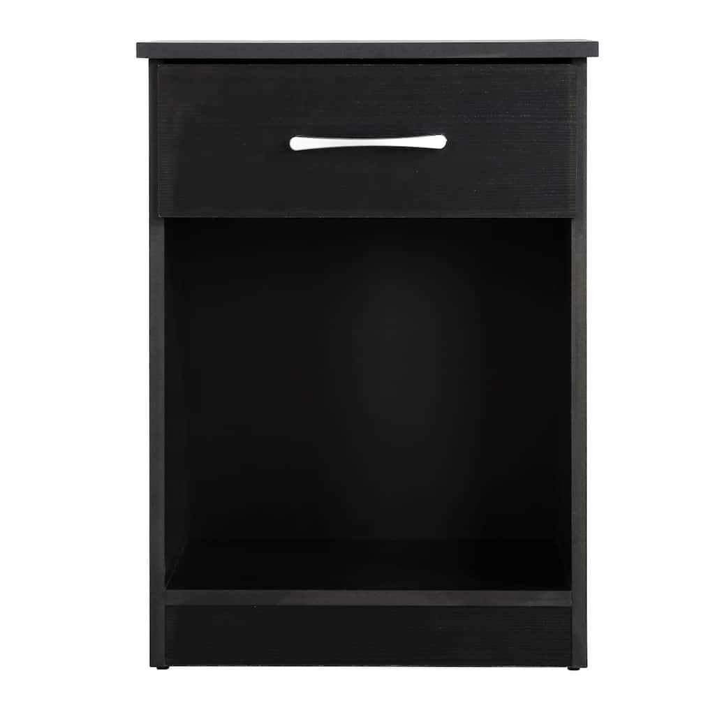 1-Drawer Nightstand with Open Shelf - 24" - Black