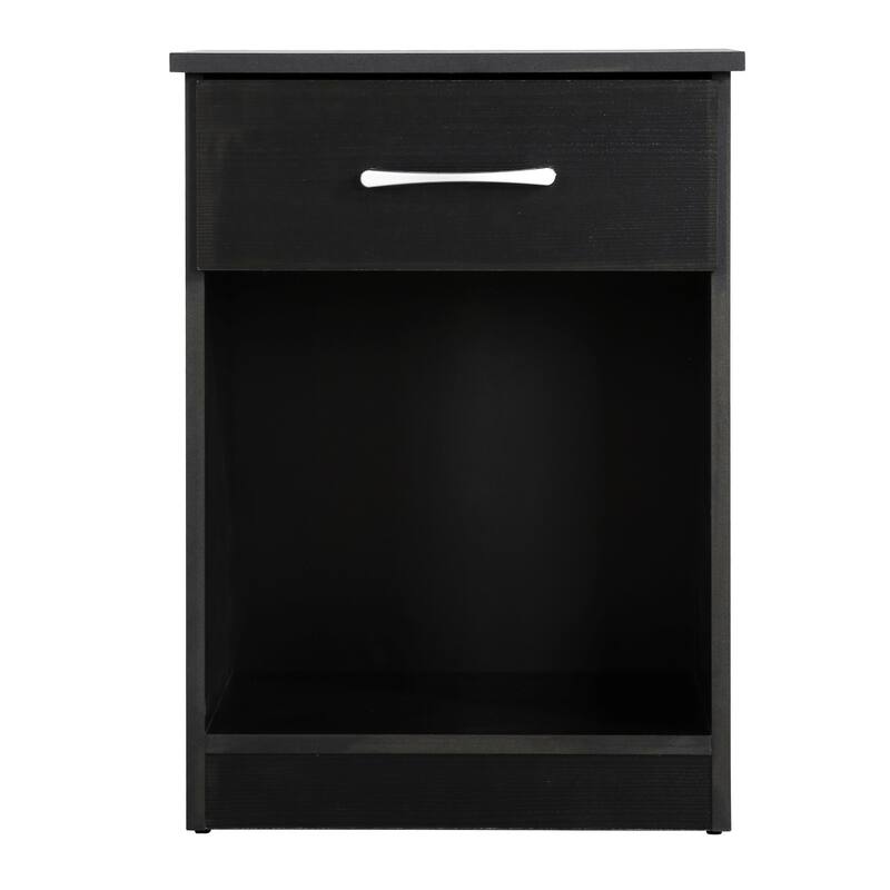 1-Drawer Nightstand with Open Shelf - 24" - Black