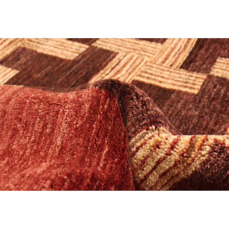 ECARPETGALLERY Hand-knotted Peshawar Ziegler Dark Brown Wool Rug - 6'0 x 8'8