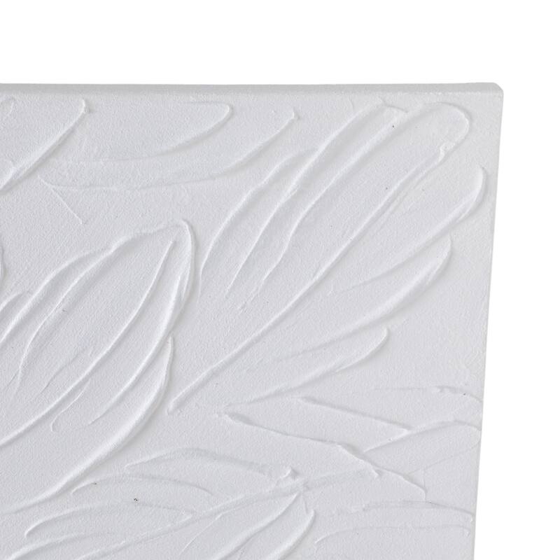 Canvas Wall Art Modern Textured Leaf Design (Set of 4) - 20" Ivory