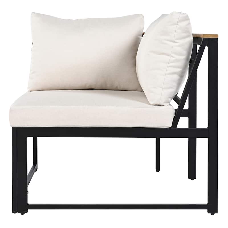 Patio Furniture Set with Loveseats and Pillows, 4 Pieces Outdoor Sofa Set with Waterproof Cushions and Coffee Table