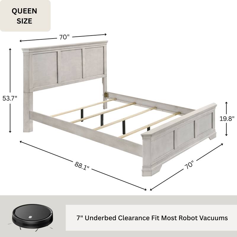 Roundhill Furniture Maderne Traditional Wood Panel Bed with Dresser, Mirror, Two Nightstands, Chest