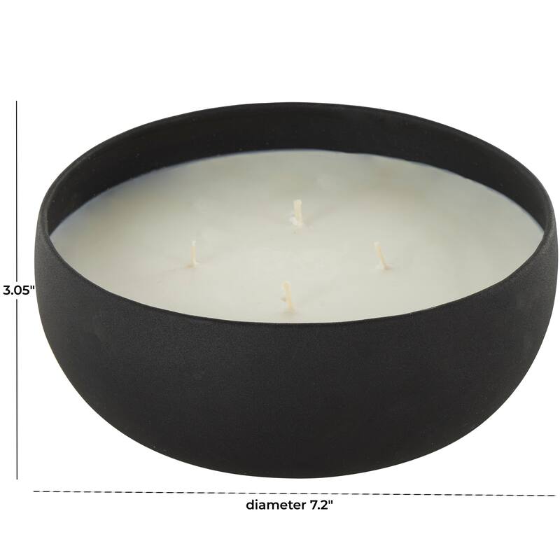 Beige, Black or Cream Metal Scented Textured 34oz 4 Wick Decorative Candle with White Wax