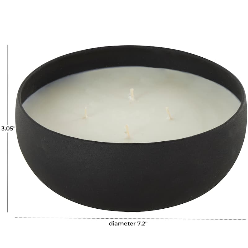 Metal Scented Textured 34oz 4 Wick Decorative Candle with White Wax - Beige, Black or Cream - Roche River Decor