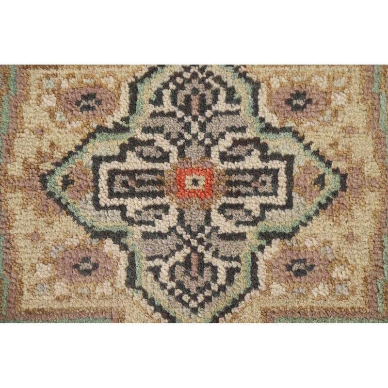 Hand Knotted Oriental 100% Wool Carpet Traditional Medallion Greys & Charcoal Heriz (serapi) Area Rug - 3' 0'' X 2' 0''