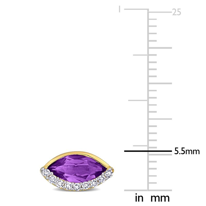 Miadora 1ct TGW Amethyst and 1/10ct TDW Diamond Marquise Stud Earrings in 14k Yellow Gold
