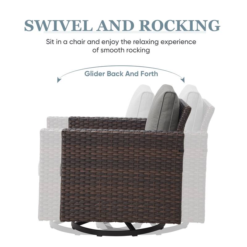 Outdoor Sofa 4 Chairs Ottomans with Fire Table