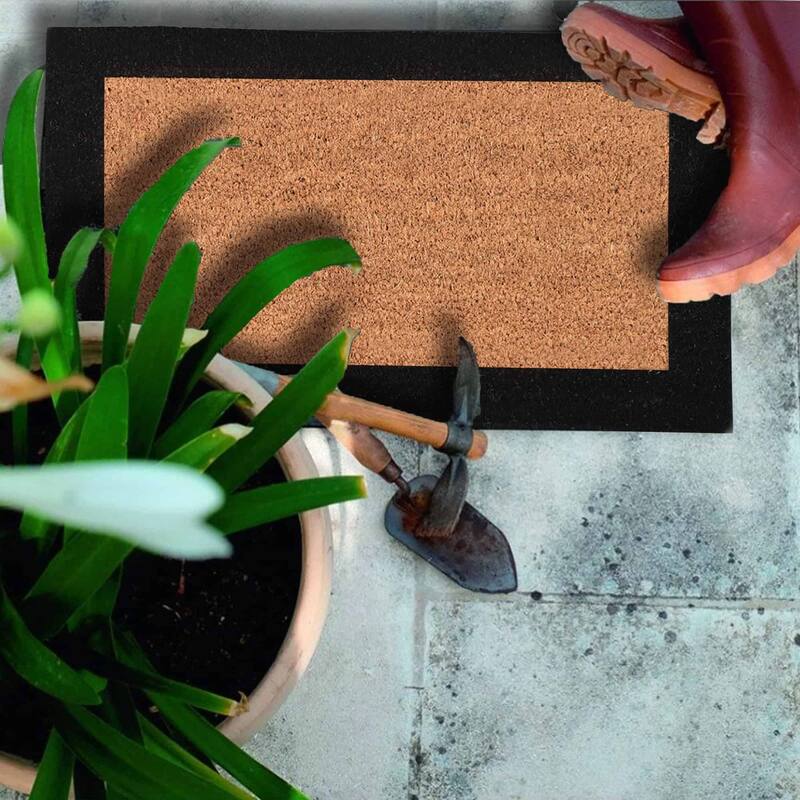 Sheltered Front Door Mat Coir Coco Fibers Rug 24x13 Natural-Border
